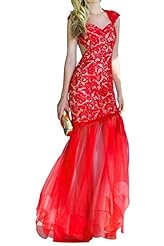 Sexy Tulle Mermaid Open-Back Lace Prom Dress 