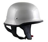 DOT German Style Glossy Silver Half Face Motorcycle Helmets - Size : Large