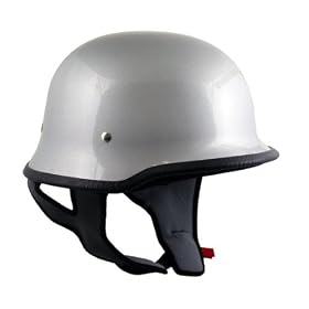 DOT German Style Glossy Silver Half Face Motorcycle Helmets Size : Large DOT German Style Glossy Silver Half Face Motorcycle Helmets - Size : Large