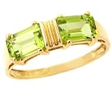 14K Yellow or White Gold Twin Octagon Gemstone Ring-Peridot-full, half sizes from 5-8.5