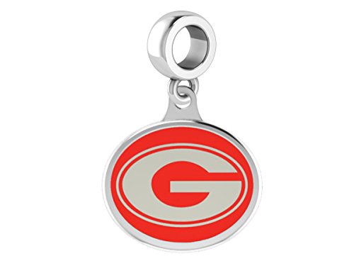 Georgia Bulldogs Sterling Silver Enamel Drop Charm Fits All European Style Beaded Charm Bracelets