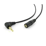 valley-ent.com 6 inch 3.5mm Male Right Angle to 3.5mm Female Gold Stereo Audio Cable, Nylon Reinforced, Premium Quality Cable