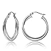 Hoops & Loops Sterling Silver Intertwining Square-Tube Polished Hoop Earrings, 25mm