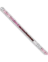 Sterling Silver 7inch Rainbow Color Cz Bracelet