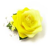 髪飾り　可憐な薔薇　バラ　ローズ　イエロー　01