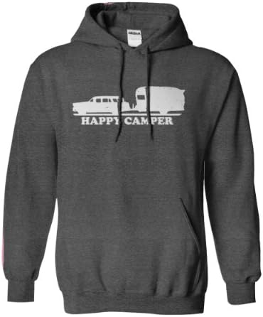 Sun Frog Shirts Adults Happy Camper Hoodie Small Dark Heather