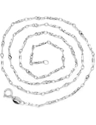 Honeystore Girls 925 Sterling Silver White Gold Plated Wheat Chain Necklace Color Silver