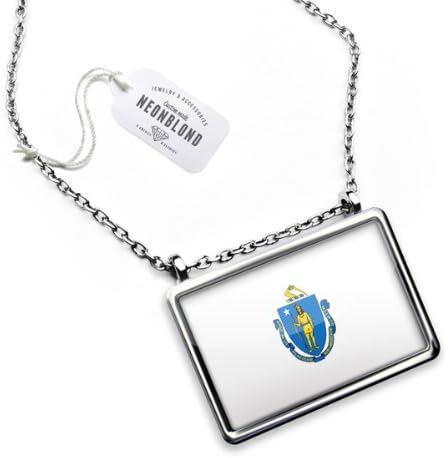 Necklace "Massachusetts" Flag region: United States of America (USA) - Pendant with Chain - NEONBLOND
