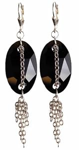 Black Oval Chain Earrings