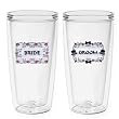 Bride & Groom 16 oz Insulated Beverage Tumblers Set, Clear (Set of 2)