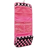 Black & Pink Polka Dot Foldable Travel Cosmetic Case