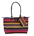 Fold-Up Tote Bag with Long Handle - Chocolate Stripe