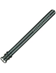 NATO Military RAF Style Ballistic Nylon Watch Band - Black / Grey w/ PVD Buckle - 20mm