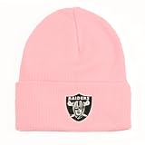 Oakland Raiders Cuffed Embroidered Logo Winter Knit Hat - Pink