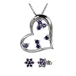 Heart's Desire Amethyst Cubic Zirconia Platinum Overlay Sterling Silver Heart Pendant Necklace and Star Flower Stud Set