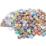 Nambeads © 10 Mixed Murano glass beads to fit Pandora style charm bracelets.Slide on/off-Hole is 5mm.. Check out our affordable glass beads,charms,clip stops,rhinestones etc. Great Mix!