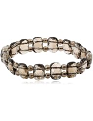 Smoky-Quartz Oval and Round Bead Stretch Bracelet, 7.5"