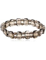 Smoky-Quartz Oval and Round Bead Stretch Bracelet, 7.5"