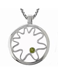 925 Sterling Silver High-Polish Finish Swirl Pendant with Peridot