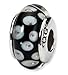 925 Silver White Black Circles Hand Blown Glass title=