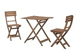 Siena Garden Balkonset Bahamas, 2x Klappstuhl und 1x Tisch 1xTisch 70x70cm+2 Klappst&uuml;hle, Eukalyptus FSC pur