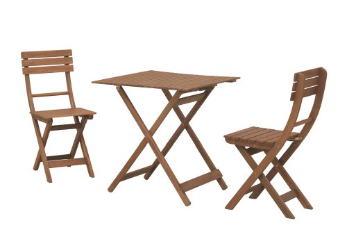 Siena Garden Balkonset Bahamas, 2x Klappstuhl und 1x Tisch 1xTisch 70x70cm+2 Klappstühle, Eukalyptus FSC pur