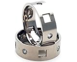 New Designer Titanium Ring, Carved Titanium Bands, Simulated Diamonds, 100% Satisfaction