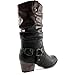 DailyShoes Women's Slouch Mid Calf Ankle Strap Buckle Western-01 Style Cowboy Boots