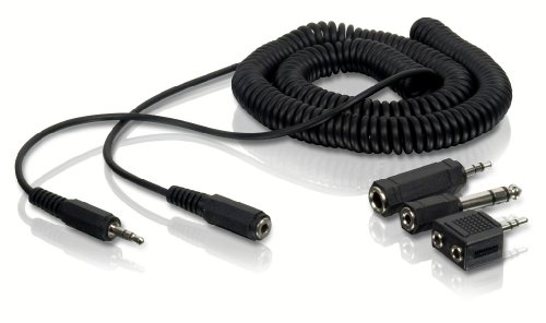 Philips SWA2150W/17 Coiled Headphone Extension Cable(20 feet, Black)