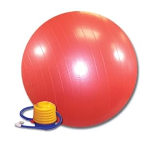 75 cm Red Burst Resistant Yoga/Exercise Ball with Foot Pump