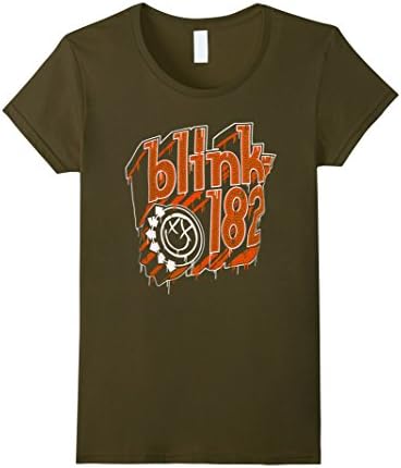 Women's Blink 182 Shirt - Graffiti Link 182 TShirt XL Olive