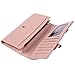 Damara Women Long Faux Leather Bifold Large Bow Design Wallet Handbag,Beige