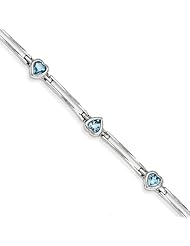 14k White Gold 2.90bt Blue Topaz Bracelet, Best Quality Free Gift Box Satisfaction Guaranteed