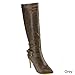 DE BLOSSOM COLLECTION NANCY-21X Women Pointy Toe Buckle Strap Side Zip Knee High Stiletto Boot