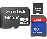 SanDisk 16GB 16G microSD microSDHC SD SDHC Card Class 4 C4 with SD and Mini ....