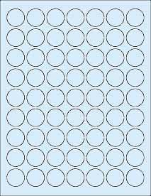 (6 SHEETS) 378 1" Blank Round Circle BLUE Stickers for Inkjet & Laser Printers. Size: 8-1/2"x11" Standard Sheets