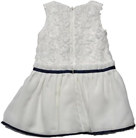 Baby Graziella Little Girls Sleeveless Dress with Navy Accents and Tulle 2T White