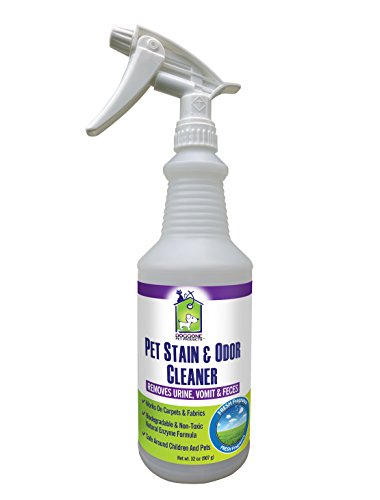 Pet Urine Stain & Odor Enzymatic Cleaner Spray 32 oz - Cat & Dog Stain Remover & Enzyme Urine Eliminator - Professional Strength Bacteria Enzyme Urine Stain Destroyer & Exterminator. Permanently Cleans Pet Stains Including Vomit, Urine & Feces Off Ca