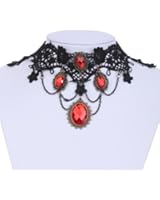 YAZILIND Jewelry Lace Collar Necklace Red Glaring Crystal Pendant Sexy Noble Chain for Women Length:10in