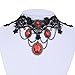 YAZILIND Jewelry Lace Collar Necklace Red Glaring Pendant Sexy Noble Chain for Women Length:10in