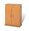 Furniture By Prepac Oak & Black Locking Media Storage Cabinet