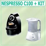 Nespresso C100B Essenza Single-Serve Automatic Espresso Machine + Froth Au Lait FAL-W Frothing Unit