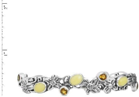 Relios Sterling Silver Yellow Jasper Citrine Flower Cuff