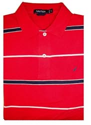 Men's Nautica Polo Shirt Several Sizes Available Red Striped