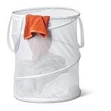 Honey-Can-Do HMP-01260 Pop-Up Mesh Spiral Hamper, Large, White