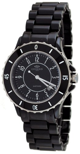 Oniss #ON8043-L Women's Ceramica Fuerte Collection Black Ceramic Watch