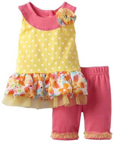 41fiRWzwqDL Small Lass Infant Girls Infant two Piece Dress Set with Neck Detail, Yellow, 6 9 Months
