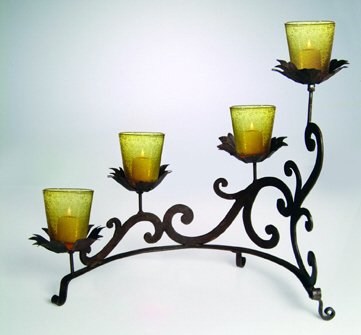 Curved Iron Candleholder & of Two