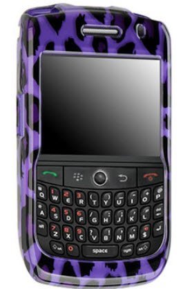 Premium Designer Hard Crystal Snap-on Case for Blackberry Curve 8900 Javeline Case - Cool Exotic Purple Leopard Print