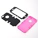 ATC Silicone Soft Skin and Solid Rubber Feel Hard Tuff Design Armor Defender Hybrid Protector Case Cover for Apple iPhone 5 5G (Black+Pink)